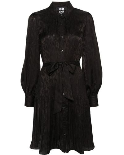 DKNY プリーツディテール ドレス - ブラック