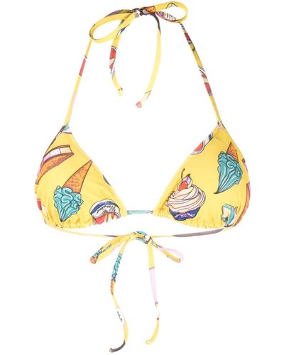 Moschino Top de bikini con estampado gráfico - Metálico