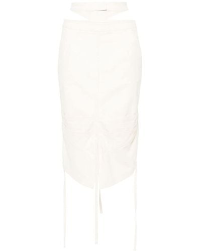 ANDREADAMO Double-belt Stretch-cotton Midi Skirt - White