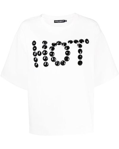 Dolce & Gabbana T-shirt Verfraaid Met Kristallen - Wit