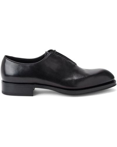Ferragamo Polished Leather Oxford Shoes - Black