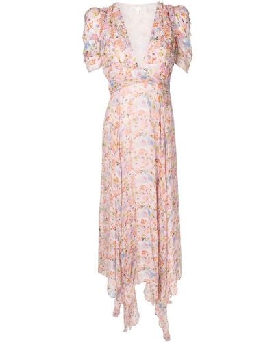 LoveShackFancy Midi-jurk Met Bloemenprint - Roze
