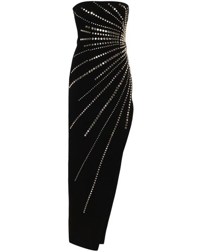 Nissa Mirrored-studs Asymmetric Maxi Dress - Black