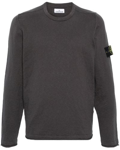 Stone Island Compass-badge Ribbed-knit Sweater - Grey