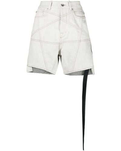 Rick Owens Halbhohe Jeans-Shorts - Weiß