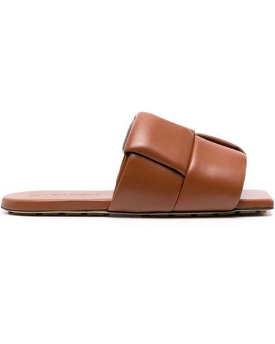 Bottega Veneta Lido Padded Intrecciato Leather Slides - Brown