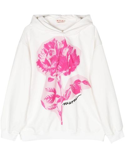 Marni Collage Flowers Cotton Hoodie - Pink