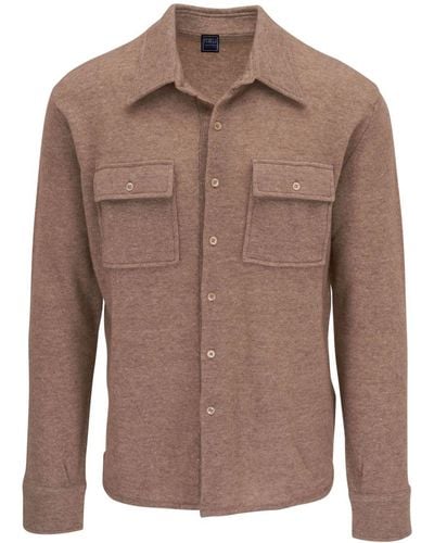 Fedeli Cashmere-linen Long-sleeve Shirt - Brown
