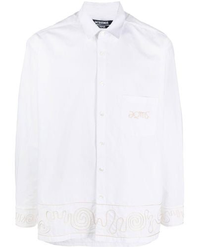 Jacquemus Embroidered Design Long-sleeve Shirt - White