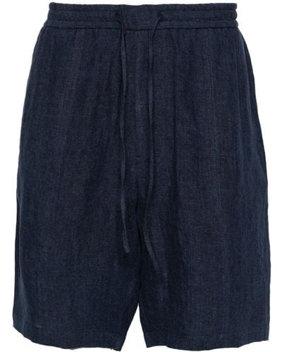 Emporio Armani Wide-leg Linen Shorts - Blue