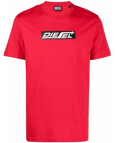 DIESEL Camiseta con logo estampado - Rojo
