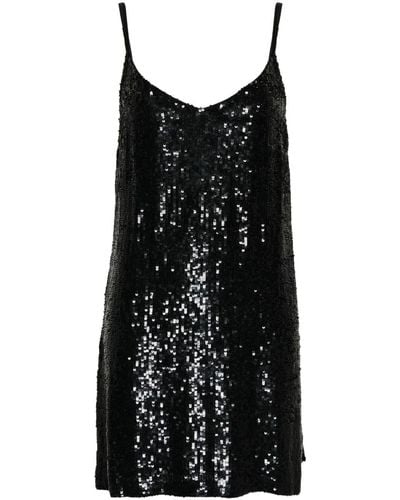 P.A.R.O.S.H. Sequin-embellished Sleeveless Dress - Black