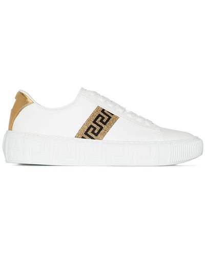 Versace Greca Leather Trainers - White