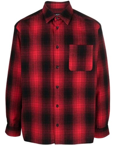 A.P.C. Geruit Overhemd - Rood
