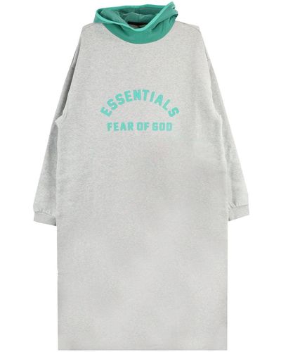 Fear Of God Logo-embellished Fleece Hoodie Dress - Grey