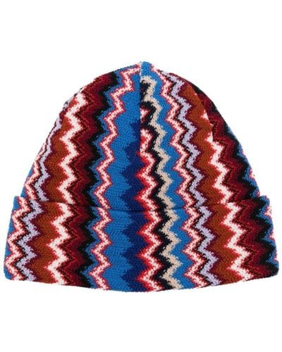 Missoni Zigzag-embroidery Wool Beanie - Red