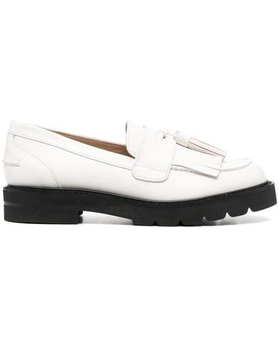 Stuart Weitzman Mila Lift Pearl Leather Loafers - White