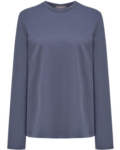 12 STOREEZ Long-sleeve Cotton T-shirt - Blue