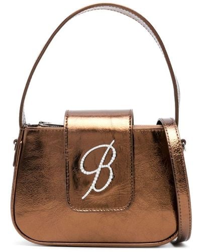 Blumarine Metallic-finish Leather Tote Bag - Brown