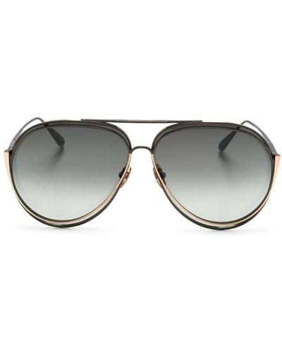 Linda Farrow Francisco Pilot-frame Sunglasses - Grey