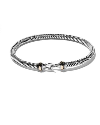 David Yurman Sterling Silver And 18kt Yellow Gold Cable Bracelet - White