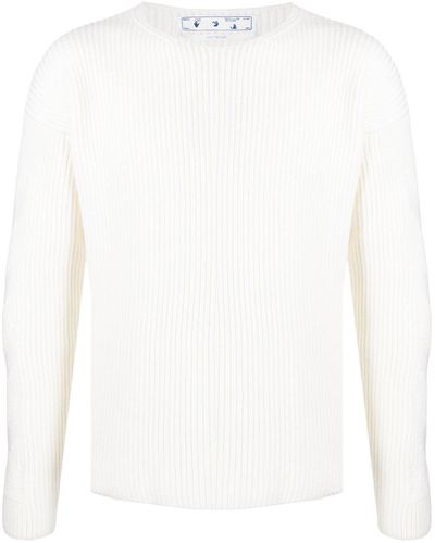 Off-White c/o Virgil Abloh Ribbed-knit Crew-neck Sweater - White