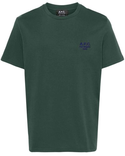 A.P.C. Camiseta con logo bordado - Verde