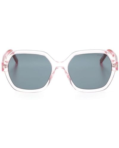 HUGO Transparent-design Oversize-frame Sunglasses - Blue