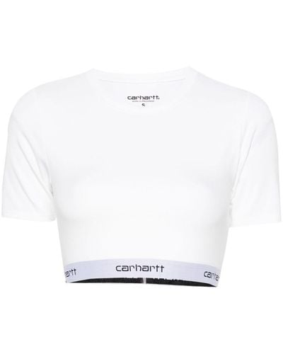Carhartt T-shirt Script crop con logo - Bianco