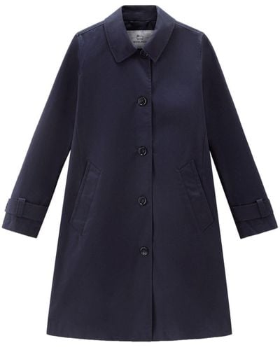 Woolrich Single-breasted Cotton Coat - Blue