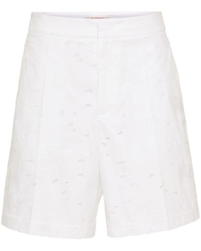 Valentino Garavani Katoenen Shorts Met Broderie Anglaise - Wit