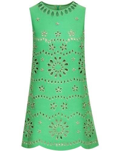 Oscar de la Renta Crystal-embellished Shift Minidress - Green
