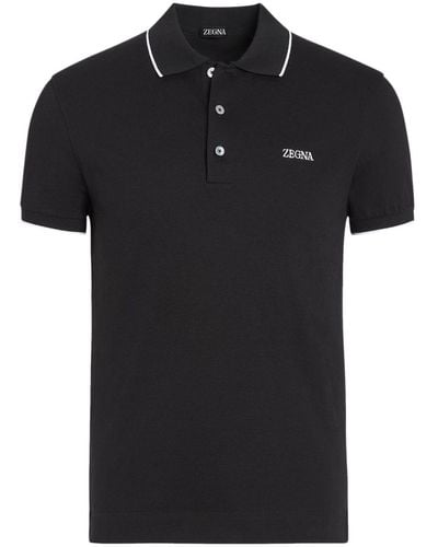 Zegna Poloshirt Met Geborduurd Logo - Zwart