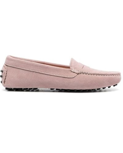 SCAROSSO Slip-on Suede Loafers - Pink