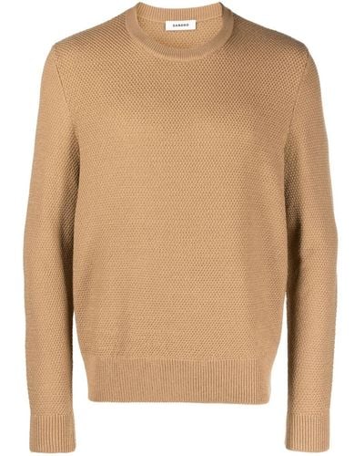 Sandro Crew-neck Long-sleeve Sweater - Natural