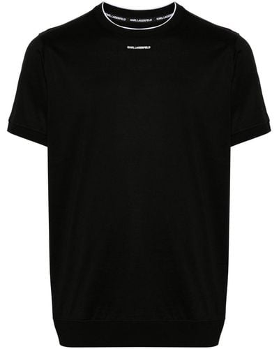 Karl Lagerfeld Rubberised-logo cotton T-shirt - Schwarz
