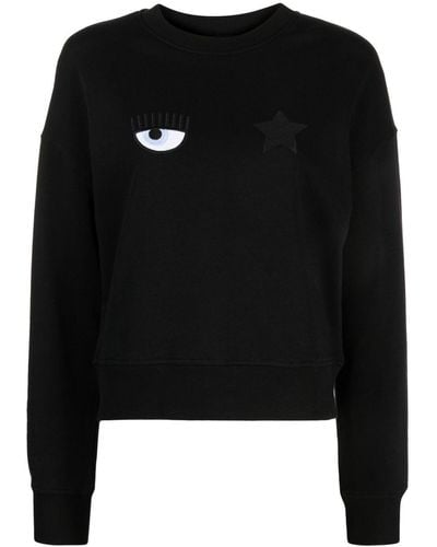 Chiara Ferragni Logo-embroidery Cotton Sweatshirt - Black