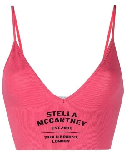 Stella McCartney Logo Intarsia-knit Ribbed Bra - Pink