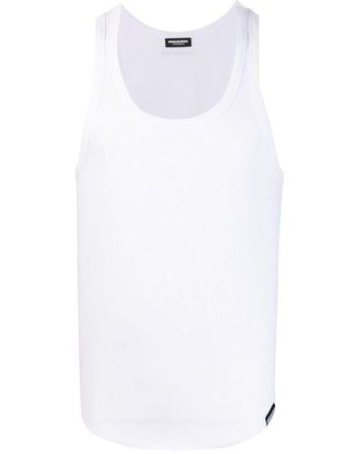 DSquared² Ribbed Cotton Tank Top - White