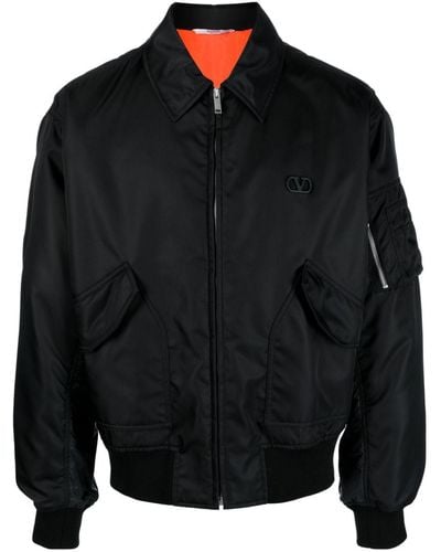 Valentino Garavani VLogo Signature-appliqué bomber jacket - Negro