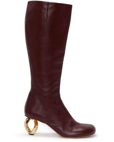 JW Anderson Chain-heel 75mm Leather Boots - Red