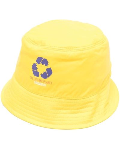 DSquared² Sombrero de pescador con logo - Amarillo