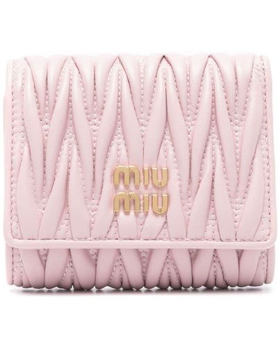 Miu Miu Portemonnaie aus Matelassé-Leder - Pink