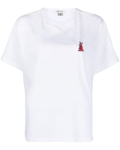 Ports 1961 Embroidered Short-sleeved T-shirt - White
