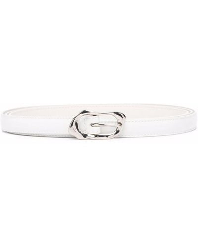 Alexander McQueen Buckle Leather Belt - White