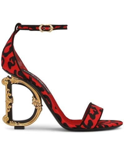 Dolce & Gabbana Sandalen mit Leoparden-Print - Rot