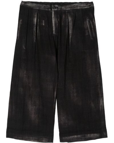 Y's Yohji Yamamoto Checked Cropped Trousers - Black