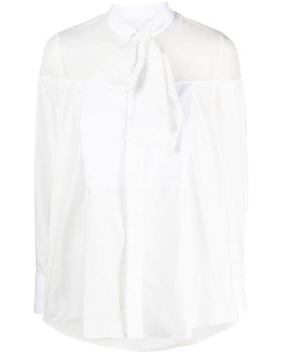 Sacai Hemd mit semi-transparenten Einsätzen - Weiß