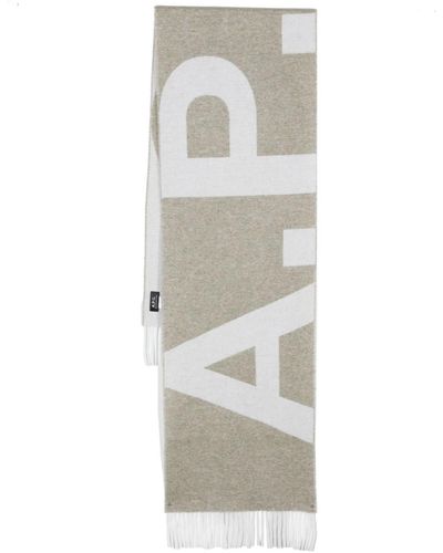 A.P.C. Intarsia-knit Logo Scarf - Gray