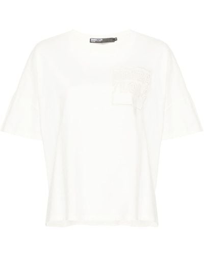 Bimba Y Lola Embroidered-logo Cotton T-shirt - White